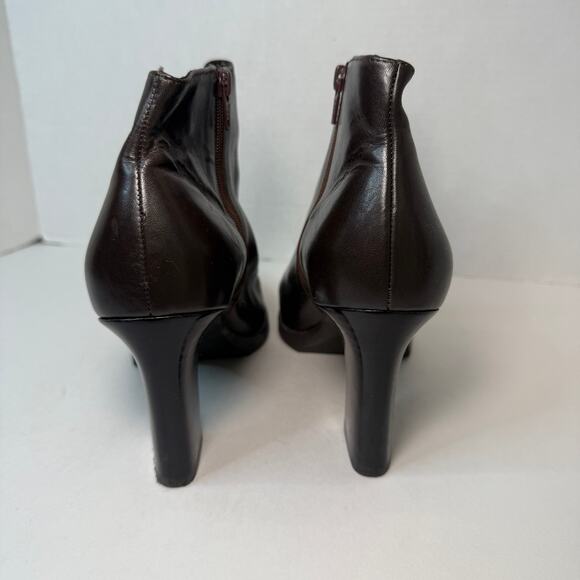 Franco Sarto Women's Square Toe Leather Booties Dark Brown Size 8 - Picture 5 of 8